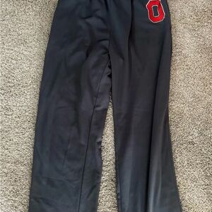 Black Wide-Leg Pants with Red Patch Detail